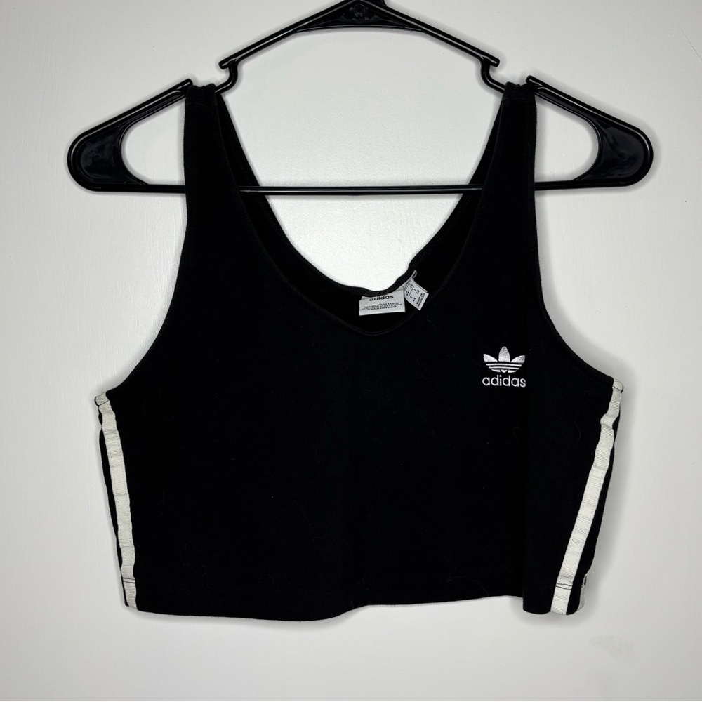Adidas Women's Black and White Crop Top